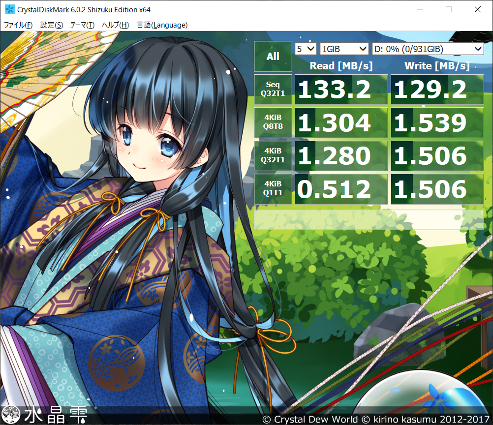 CrystalDiskMark　Dドライブ性能
