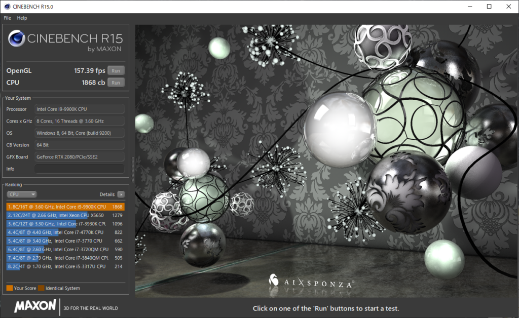 CINEBENCH R15 CPU結果|DAIV-NG7700M1-M2S10-WINR