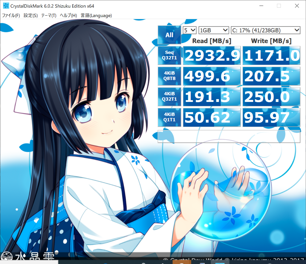 CrystalDiskMark結果：HP EliteBook x360 1040 G6