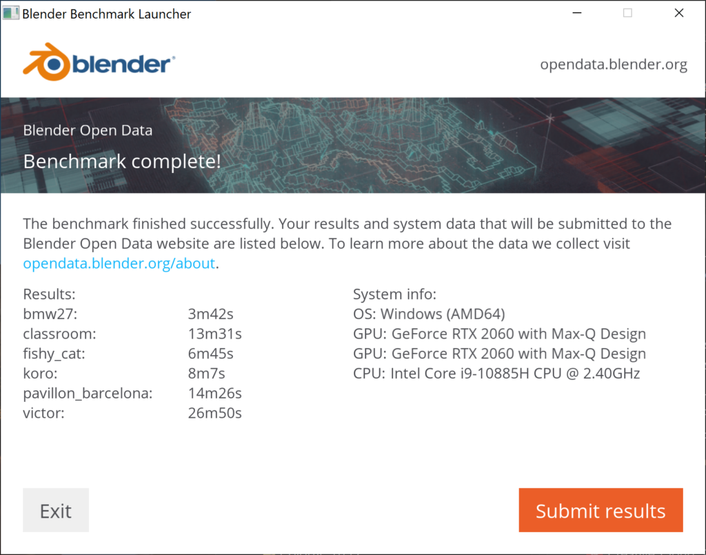 >Blender ベンチマーク結果（CPU）：DAIV 5D-R5
