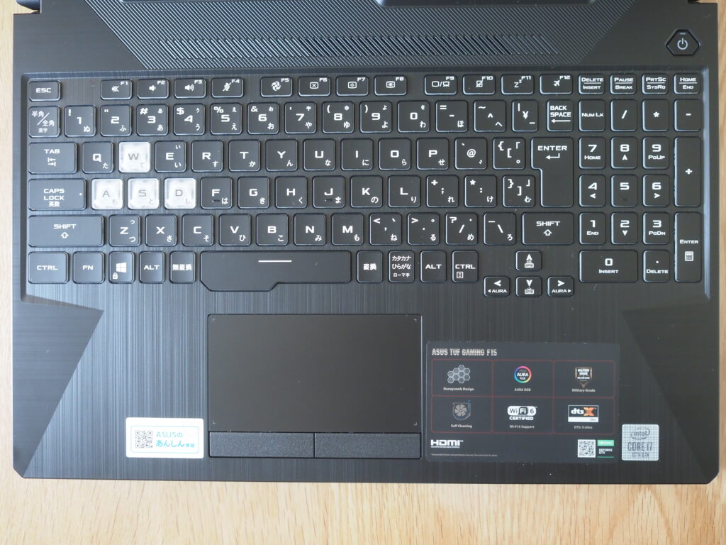 キーボード：FX506LI-I78G1650TIS