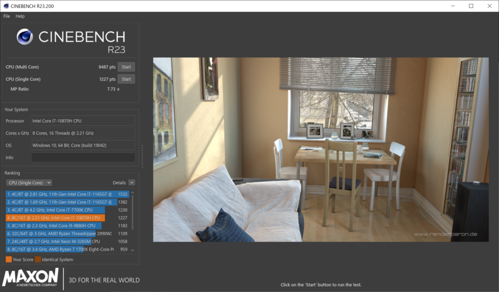 CINEBENCH R23ベンチマーク結果：DAIV 5N (32GBモデル)