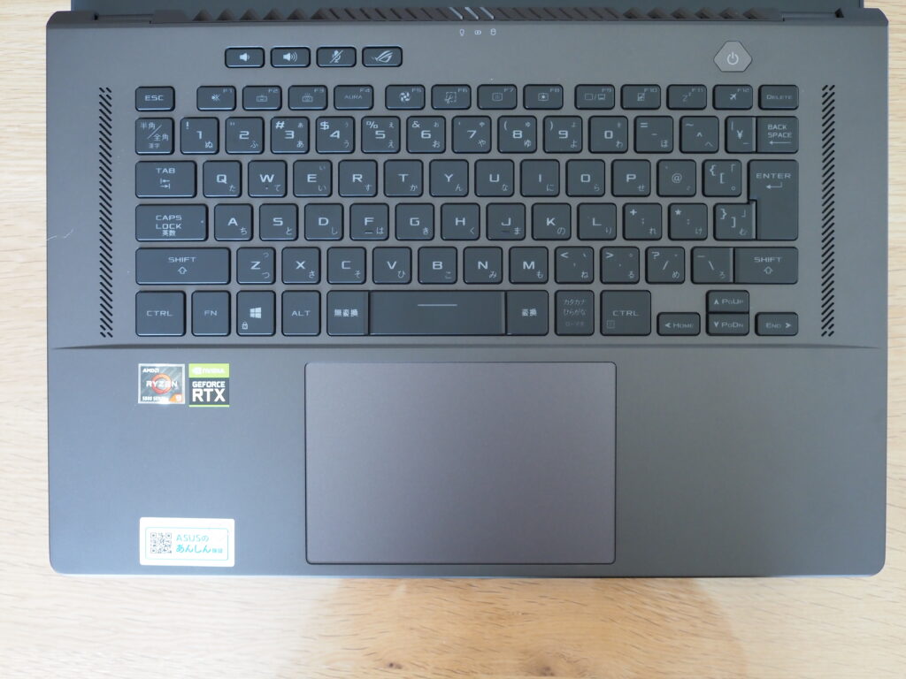 キーボード：ROG Zephyrus G15 GA503QS GA503QS-R9R3080G