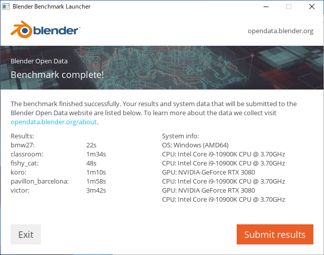 Blender ベンチマーク結果：Lenovo Legion T750i （90Q80065JM）